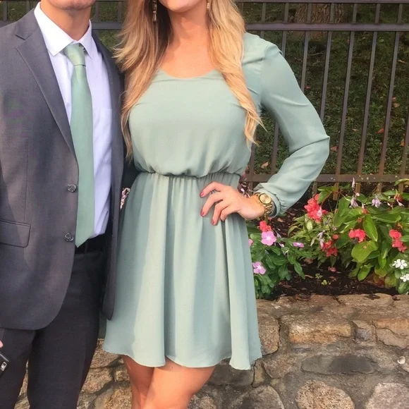 Lush | Dresses | Flowy Seafoam Green Long Sleeve Dress Size M | Poshmark